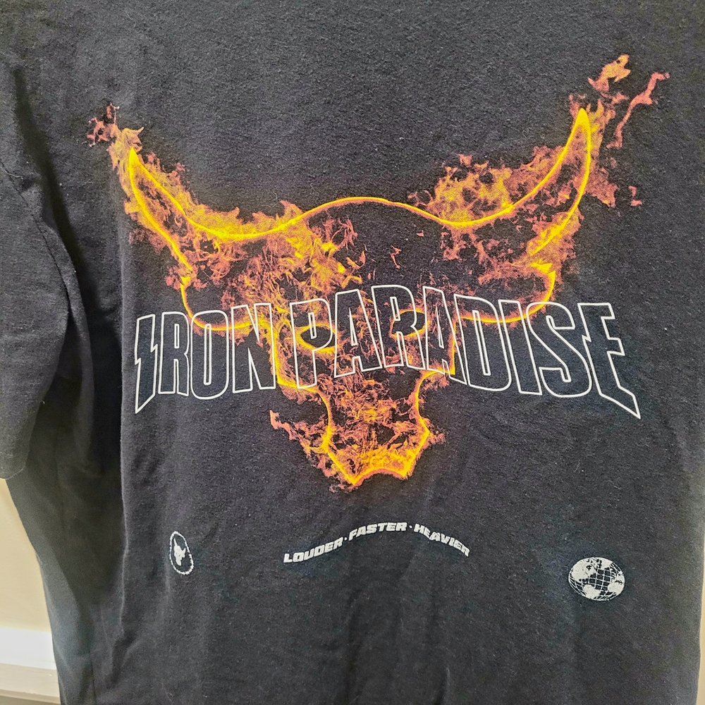 Underarmour Project Rock Iron Paradise Flame Bull Graphic Tee Gym Lifting Men Md